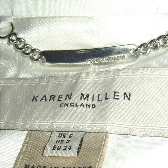 NWT DESIGNER MOTO BLAZER STAND COLLAR OFF WHITE BLACK LACE TRIM SIZE 2 WOMENS - Picture 11 of 12